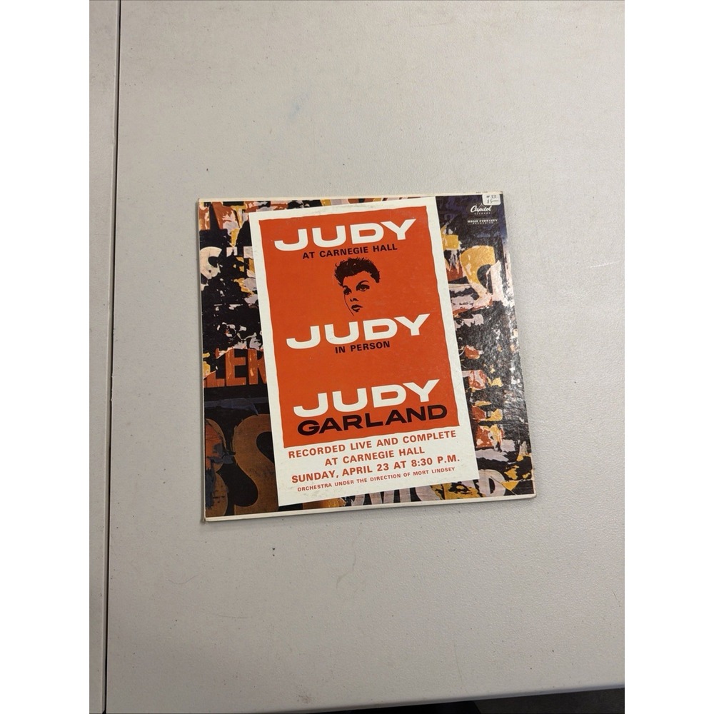 JUDY GARLAND in Person Live at Carnegie Hall. Capitol Vinyl LP 1961 WBO-1569 VG